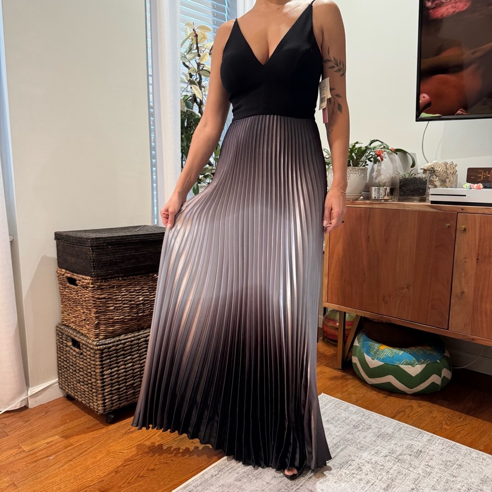 Aqua Black and Silver Gradient Maxi Dress - Picture 3 of 8